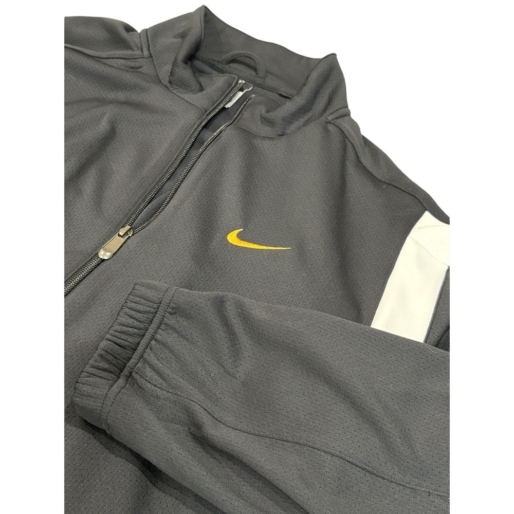 Nike Dri-FIT Mens Track Jacket Large Black White Full Zip Mesh Swoosh Athletic
